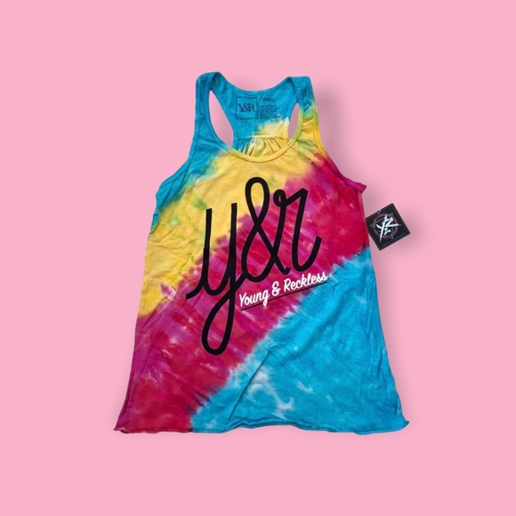Women’s Young & Reckless tie dye racer back tank - Picture 1 of 3
